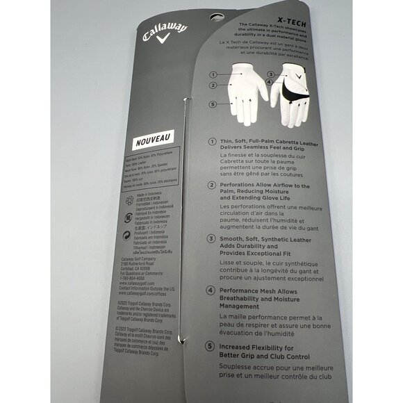 Callaway Cadet M Mens Left X-Tech Golf Glove - Picture 4 of 9